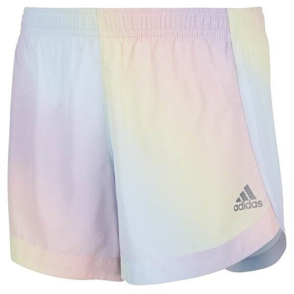 NWT Adidas Iridescence Rainbow Gradient Print Shorts Kids Size Large Pink Purple